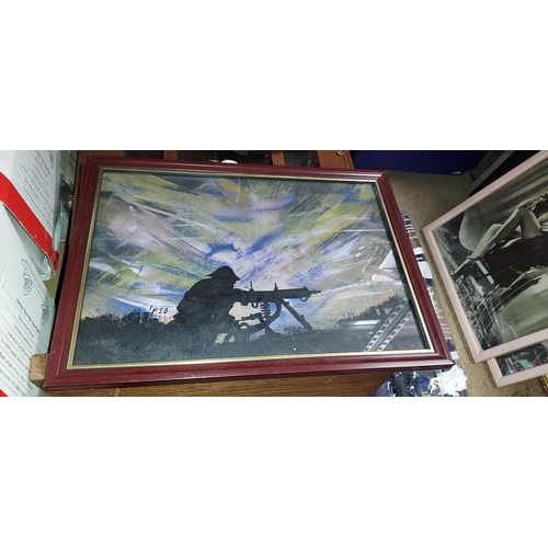 636 - 3 Framed Signed Military Oil Paintings