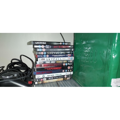 140 - Playstation 2 With Controllers And Games Plus A Stack Of Dvd'S