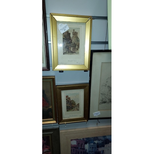 107 - 2 Small Framed Signed Castle And Farming Prints