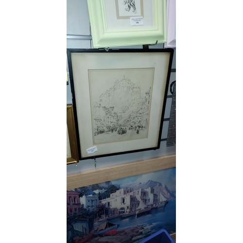 108 - Framed Edinburgh Market Pencil Drawing Signed