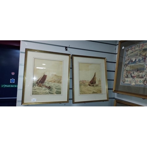 128 - Pair Of Boating Watercolours Signed H.C.S