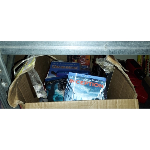 167 - Box Of Dvd'S Including Blu-Rays Plus Bush Digital A/F Digital Red Camcorder In Bag