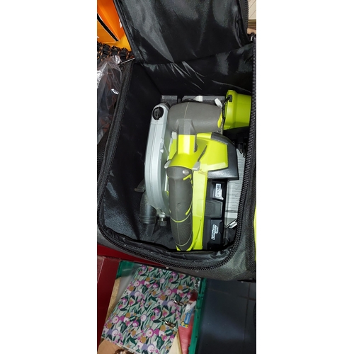 250 - Ryobi Cordless Circular Saw With Battery And Charger In Bag Working