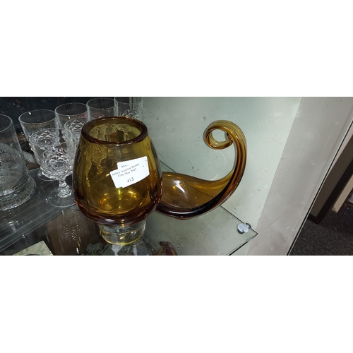 412 - 2 Amber Glass Vases