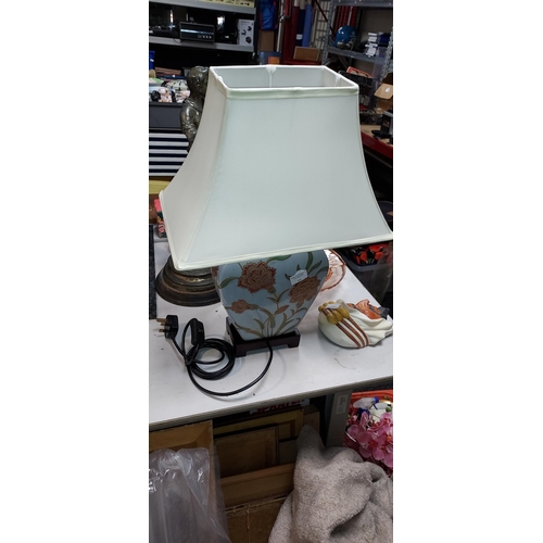 416 - China Floral Patterned Lamp With Shade