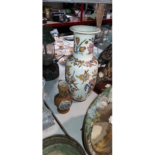 491 - Large Oriental Vase Plus A Austrian Jug