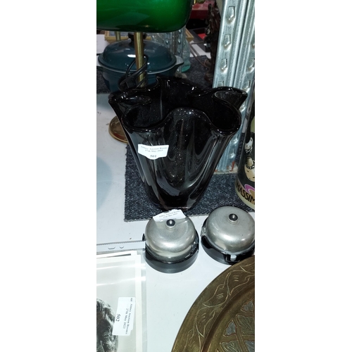 501 - Black Glass Handkerchief Vase