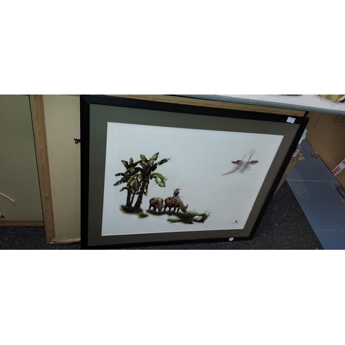 538 - Large Framed Embroidered Picture