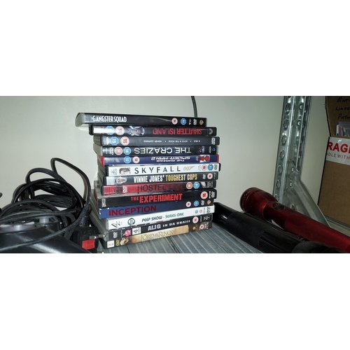 142 - Playstation 2 With Controllers And Games Plus A Stack Of Dvd'S