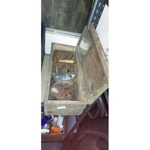 61 - Wooden Tool Box With Contents