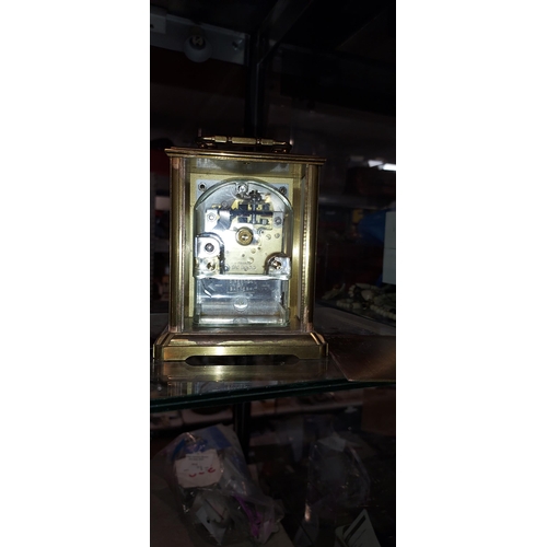 304 - Small Brass Pictorial Battery Carriage Clock