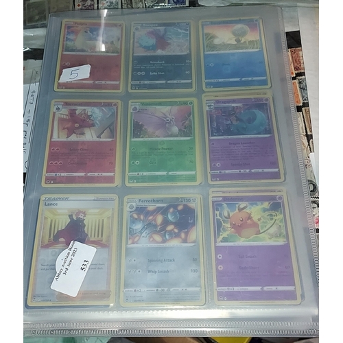 533 - Folder Containing 537 English/Japanese Pokemon Cards Including 39 Holo/Reverse