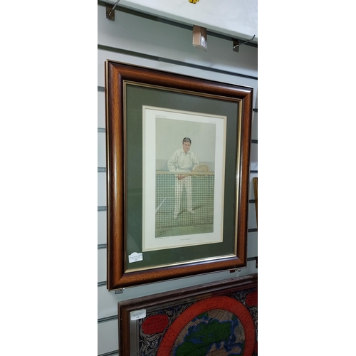 107 - Walnut Framed Print Of 3 Times Winner Tennis Champion