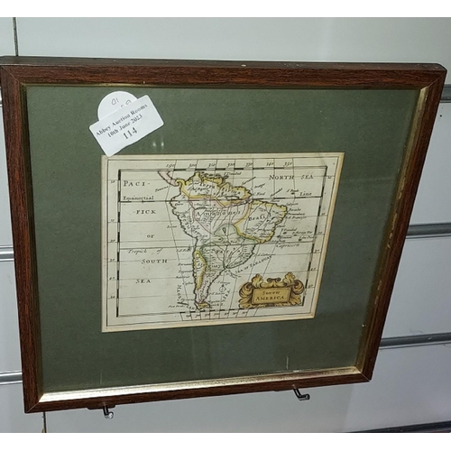 114 - Framed Map Of South America