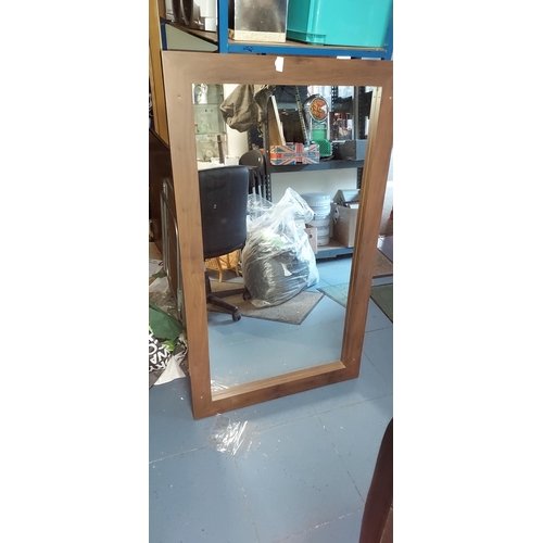 20 - Very Large Mirror In Brown Wooden Frame, Frame Measures Approx 54 X 31.5