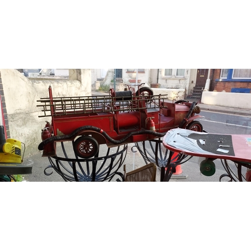 31 - Large Tin Plate Fire Engine Model One Wheel A/F