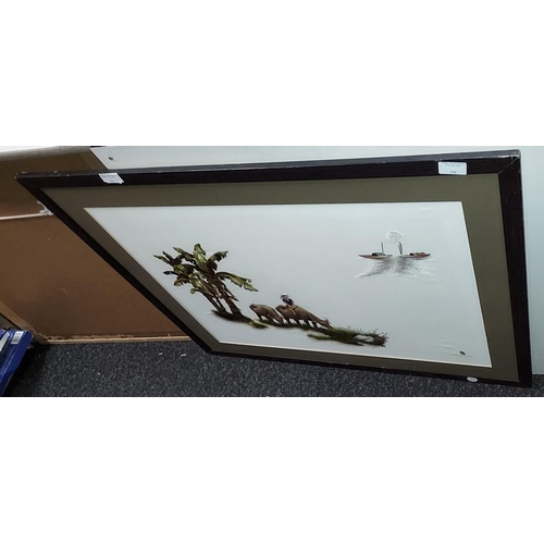 529 - Large Framed Embroidered Picture