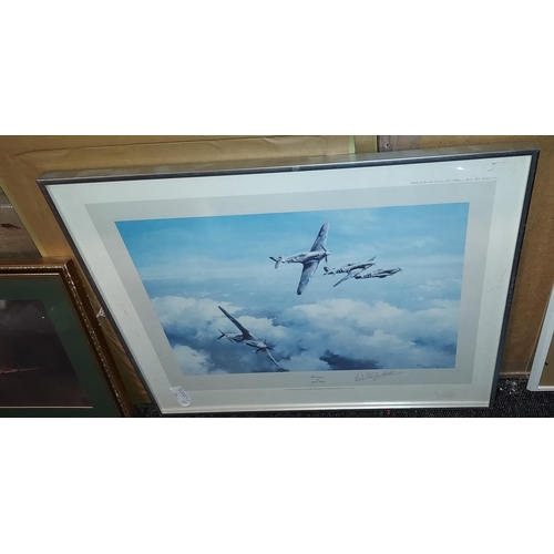 533 - Framed Hurricane Raf Print Signed By Stanford Tuck