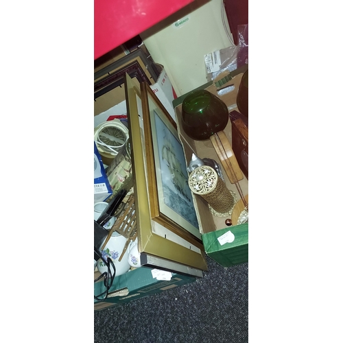 227 - Box Of Assorted Items Plus Framed Pictures