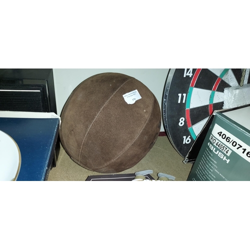 156 - Old Suede Leather Medicine Ball