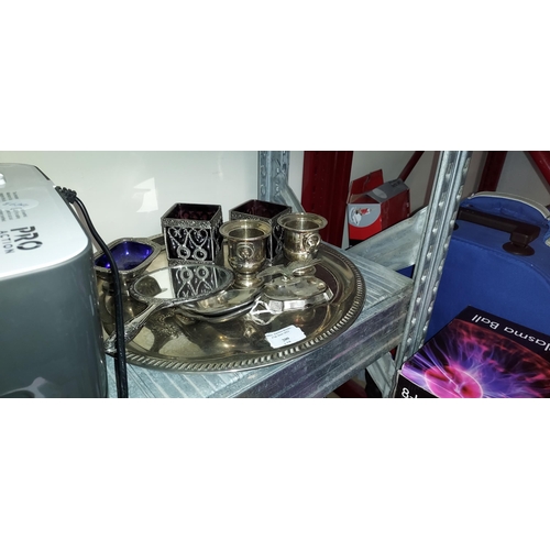 200 - Selection Of Silver Plated Items With A Tray And Mirror