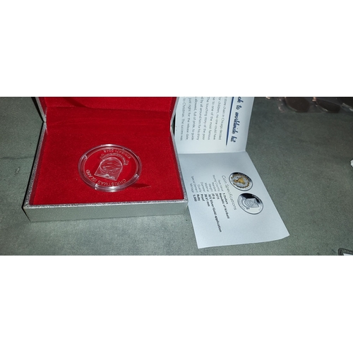 338 - 2015 Solid Silver/Gold Proof 5 Dollar Coin, Rudolph The Red Nose Reindeer, Kiribati, Christmas Islan... 