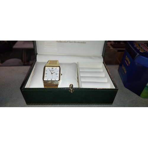 333 - Gents Gold Plated Rotary Quartz Watch Needs New Battery