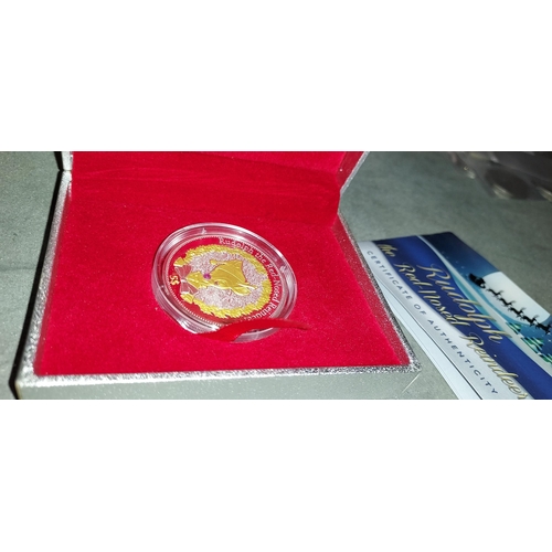 338 - 2015 Solid Silver/Gold Proof 5 Dollar Coin, Rudolph The Red Nose Reindeer, Kiribati, Christmas Islan... 