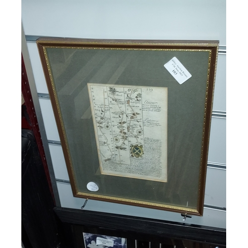 103 - Framed Map Of Bedfordshire