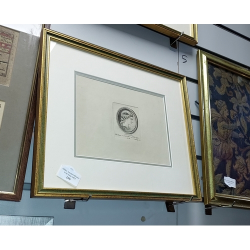 106 - Framed Antique Etching Of Medusa By Thomas