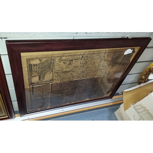 121 - Framed Antique Map Of London To Chichester