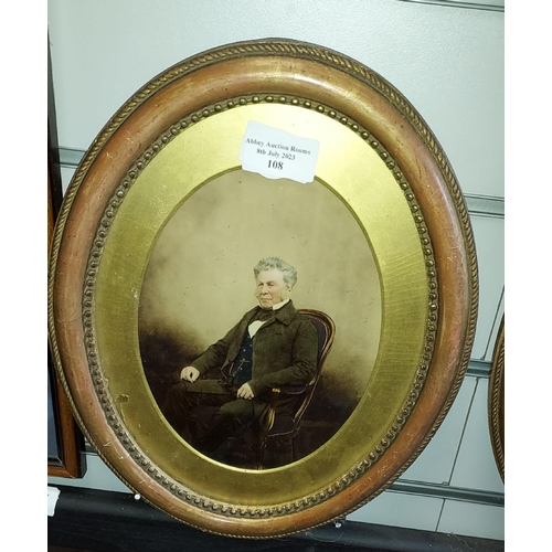 108 - 2 Small Oval Framed Watercolours Of Lady And Gentlemen