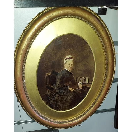 108 - 2 Small Oval Framed Watercolours Of Lady And Gentlemen