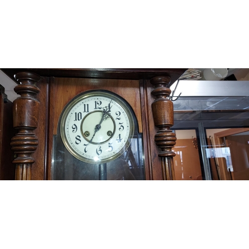 24 - Regulator Wall Clock With Pendulum And Key