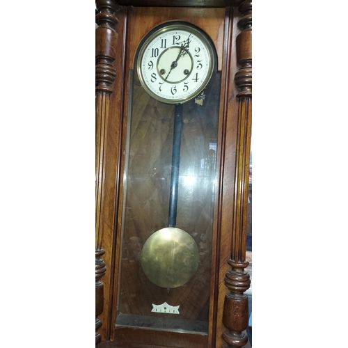 24 - Regulator Wall Clock With Pendulum And Key