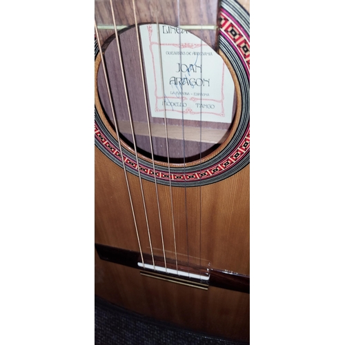 98 - Linea Nova Joan Aragon Acoustics Guitar With Case With Foot Stand