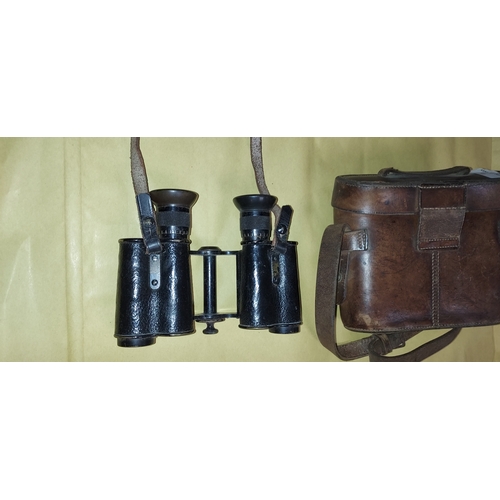 281 - Pair Of Ww2 Era Carl Zeiss German Field Binoculars In Case