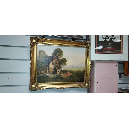 531a - Small Gilt Framed John Constable Style Oil On Canvas By John Horsewell