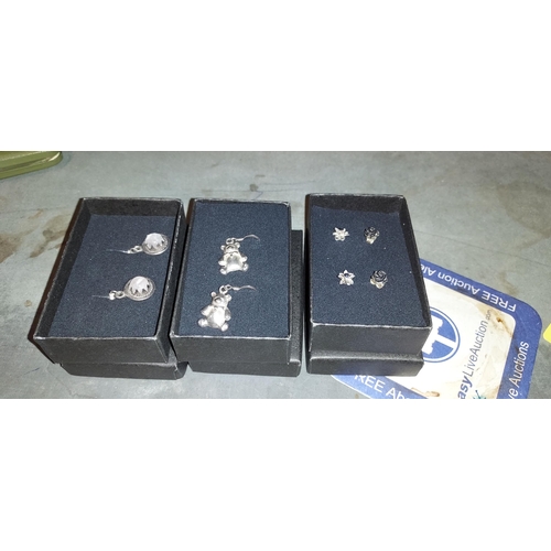 370 - 3 Pairs Of Silver Earrings