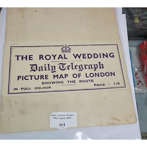 415 - The Royal Wedding 1947 Daily Telegraph Picture Map Of London Showing The Route This Is An Original M... 