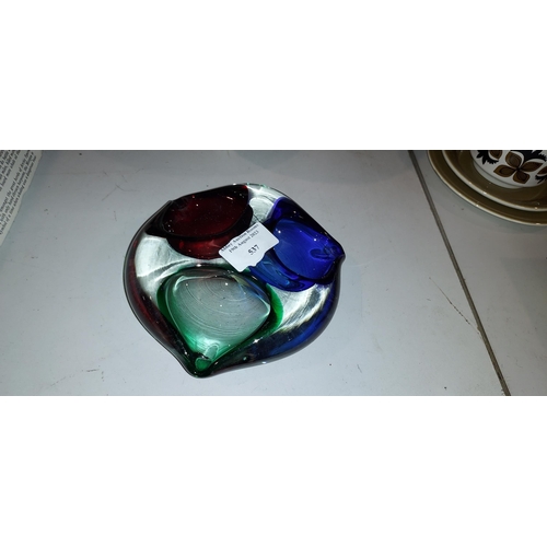 537 - Murano 1960'S 3 Hole Multi Coloured Ashtray