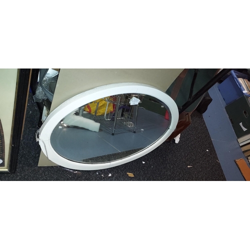 552 - White Framed Oval Mirror