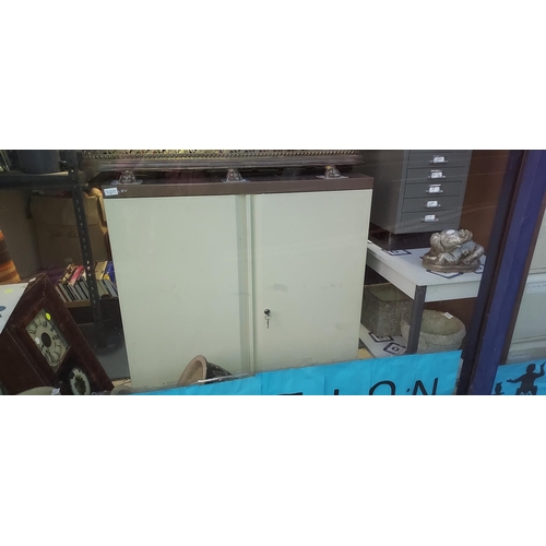 61 - Bisley 2 Drawer Metal Locking Cupboard With Key