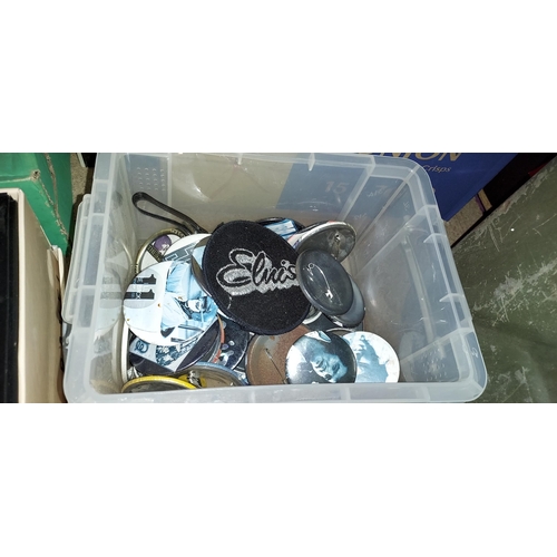 634 - Storage Container Of Vintage Elvis Badges