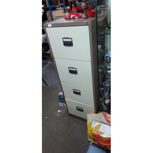 695 - 4 Drawer Metal Filing Cabinet With Key