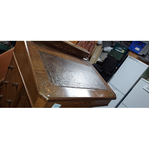 98 - Inlaid Victorian/Early Edwardian Inlaid Davenport