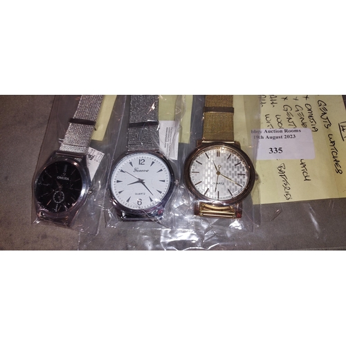 335 - 3 Gents Watches, 1 Omuja, 1 Geneva And Dress Watch