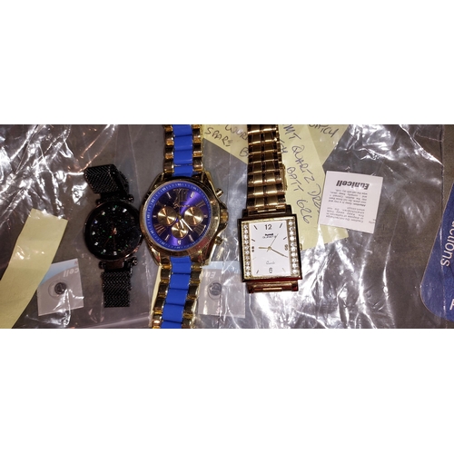 377 - 3 Mens Watches, Hmt Dress Watch, Geneva, Black Dial All Working With Spare Batteries