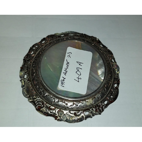 409a - Small Silver And Mother Of Pearl Pin Dish 8cm Diameter