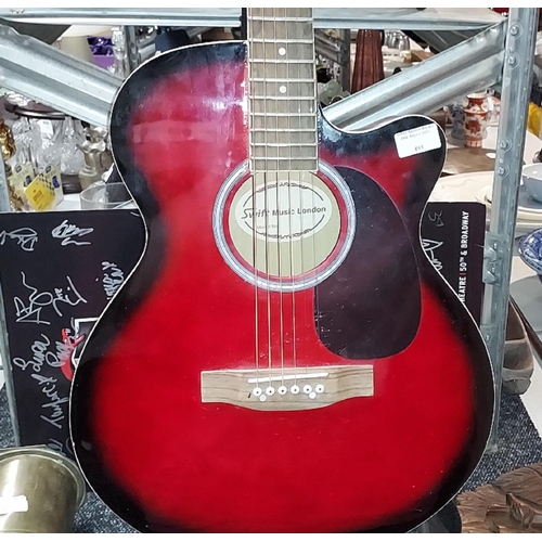 493 - Swift Accoustics Guitar With Strap Neck Repaired